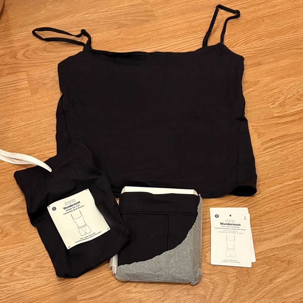 lululemon athletica Black & Gray Pajama Tank Top and Shorts Set